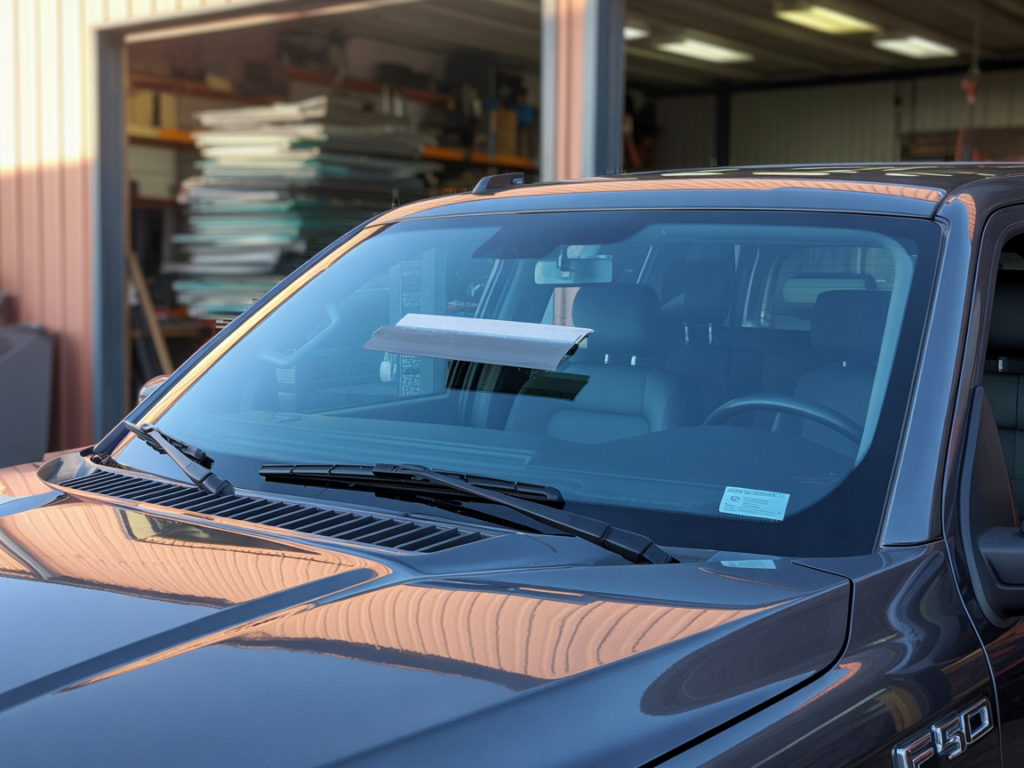 newly installed windshield on a real, modern car