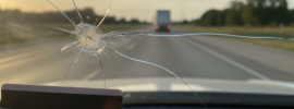 Windshield chip repair: Delay risks spreading. Auto glass damage, car safety, rock chip, windshield repair cost.