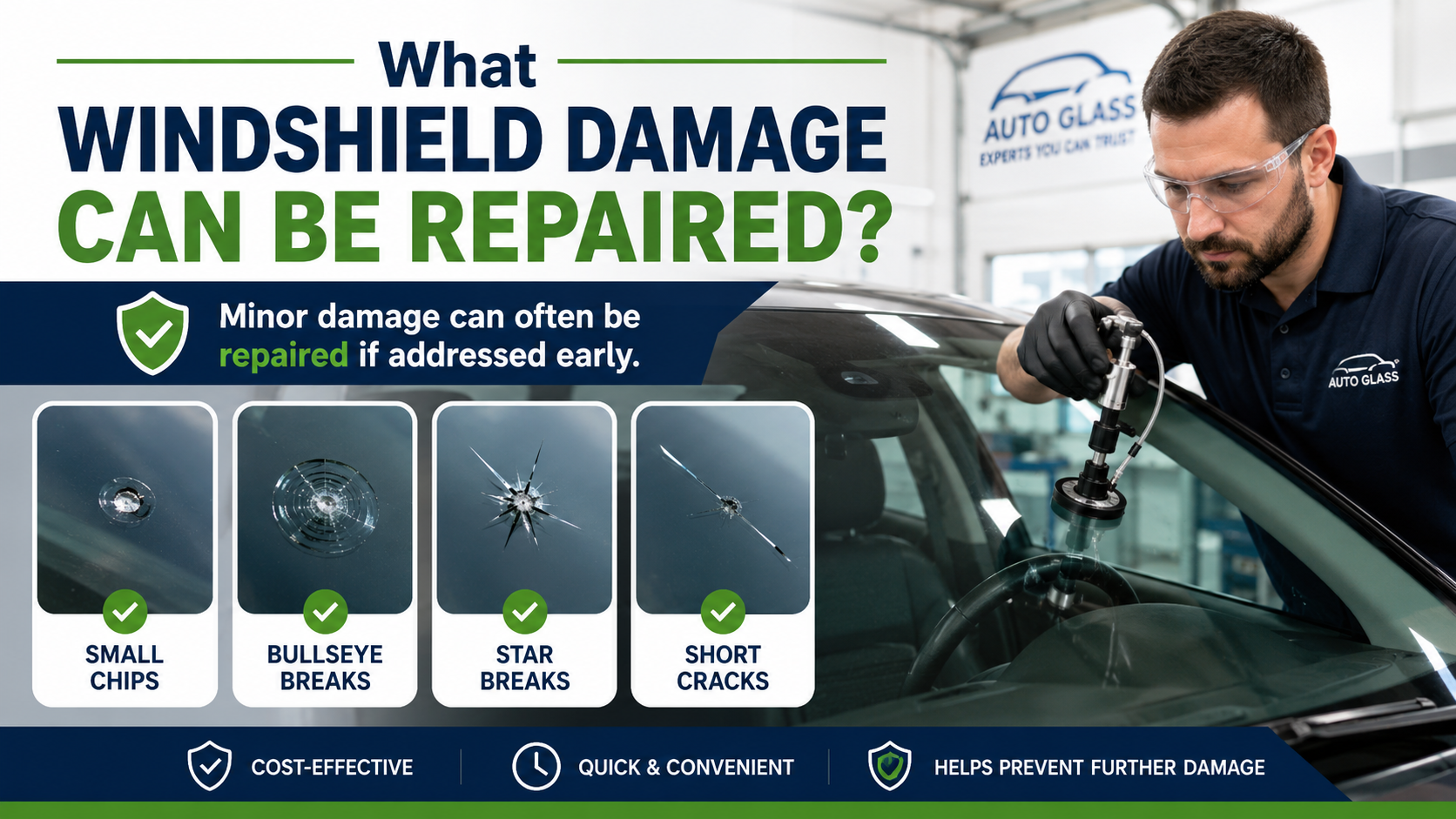 Windshield damage repair infographic