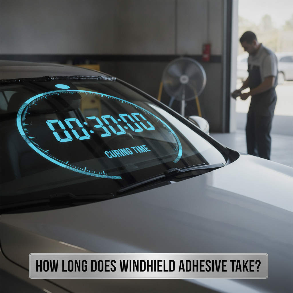 Professional illustration of How Long Does Windshield Adhesive Take to Cure Before You Can Drive?